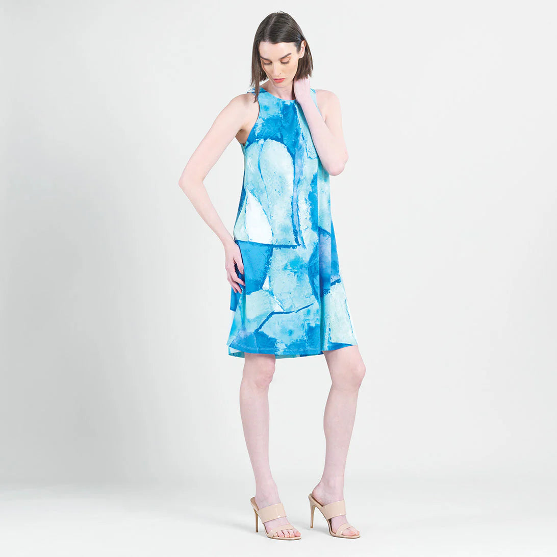 Clara Sun Woo Graphic  Abstract  Print Sleeveless Swing Dress(DR522P17)