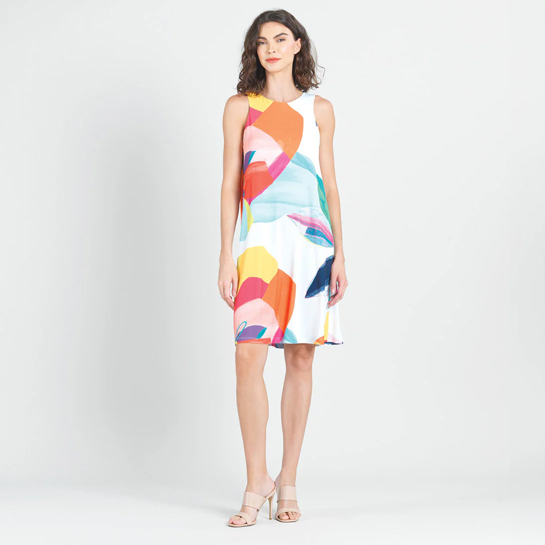 Clara Sun Woo Graphic  Floral Print Sleeveless Swing Dress(DR522P45)