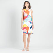 Clara Sun Woo Graphic Petal Print Sleeveless Swing Dress