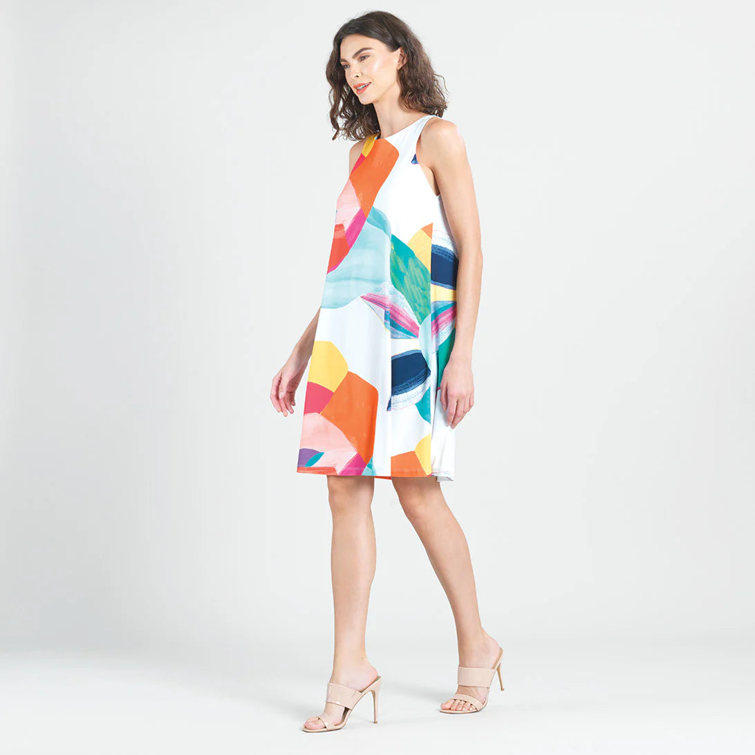Clara Sun Woo Graphic  Floral Print Sleeveless Swing Dress(DR522P45)