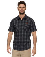 Texas Longhorn Flag & Anthem Men's UPF Performance Western Shirt (101-WS2623)(Charcoal Grey)