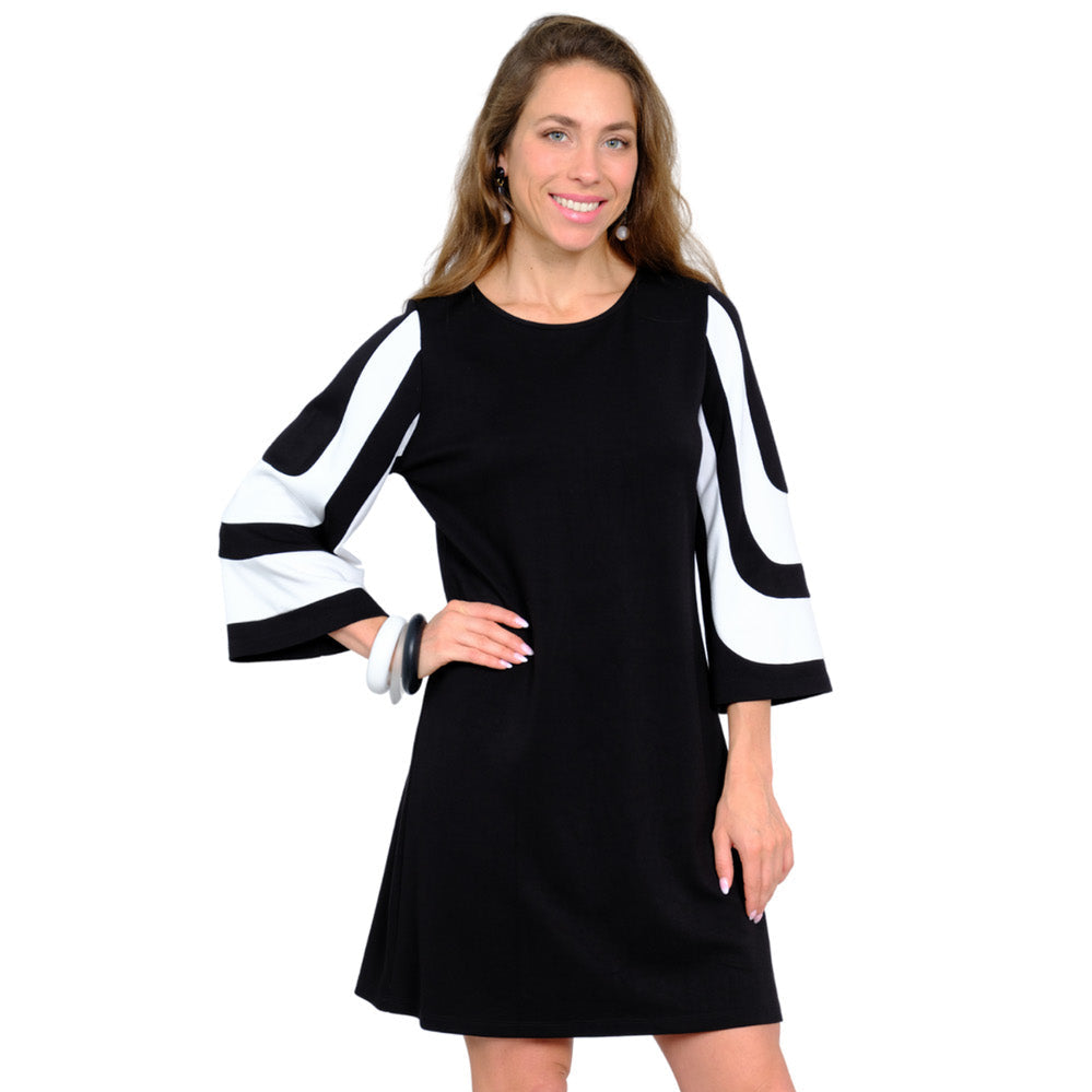 Lior Mix Media Sleeve Dress (Denmark-1-AR) (Black/Off White)