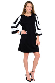 Lior Mix Media Sleeve Dress (Denmark-1-AR) (Black/Off White)