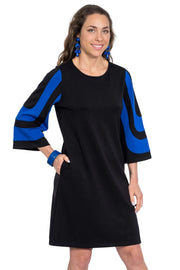 Lior Mix Media Sleeve Dress (Denmark-4-AR) (Black/Cobalt)