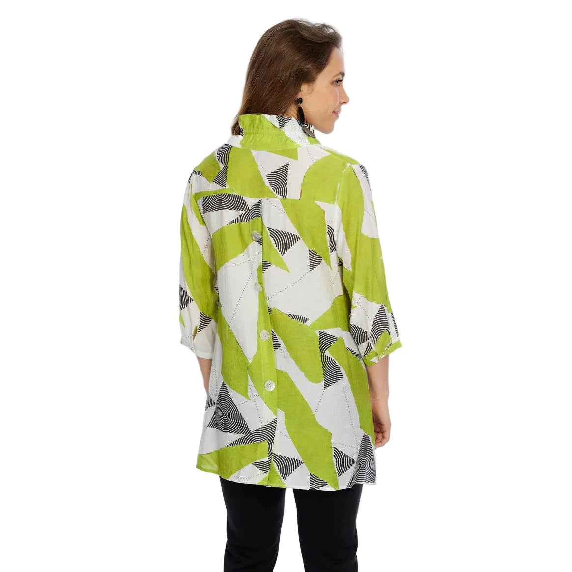 Lior Dora Lime Abstract Wire Collar Button Down Shirt