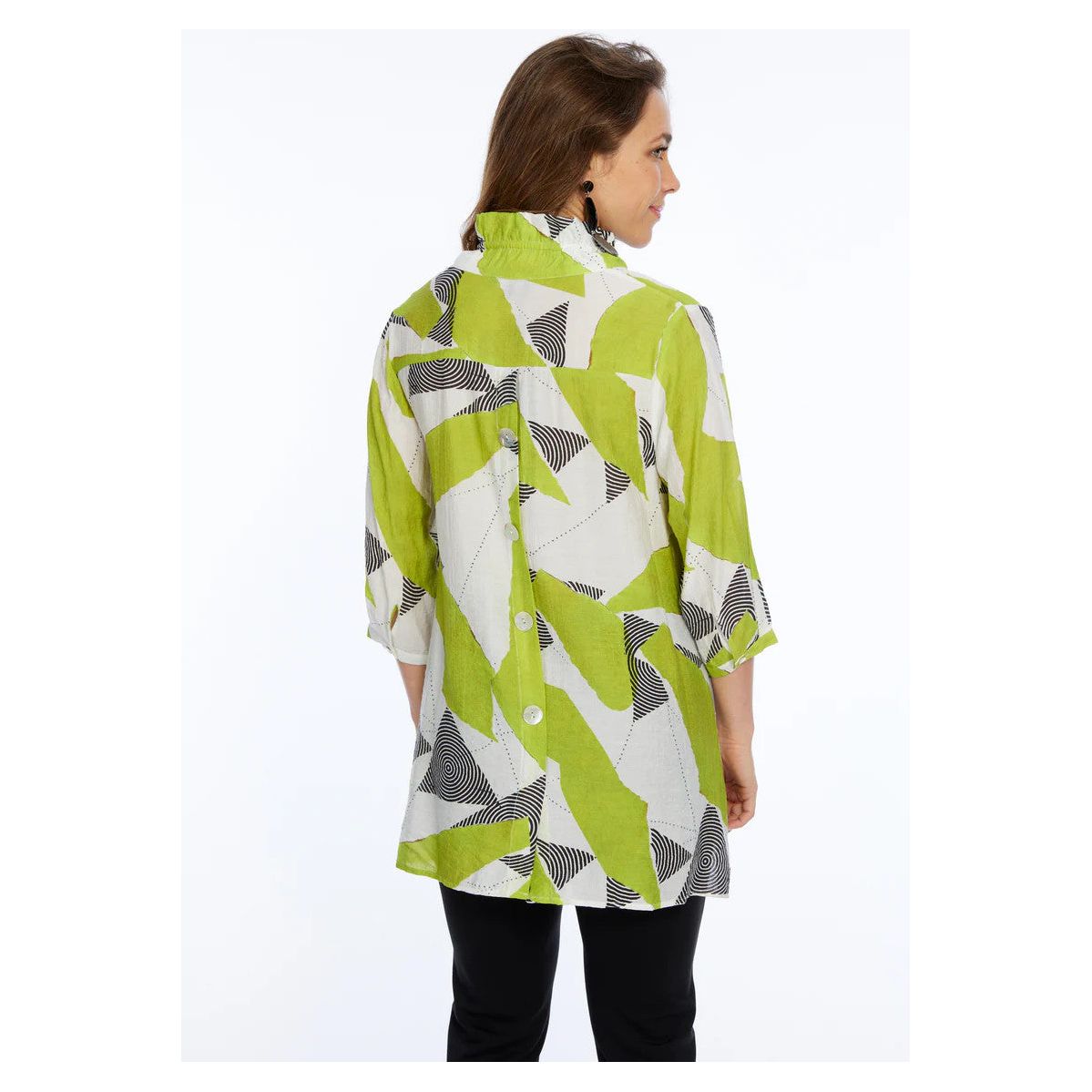 Lior Dora Lime Abstract Wire Collar Button Down Shirt