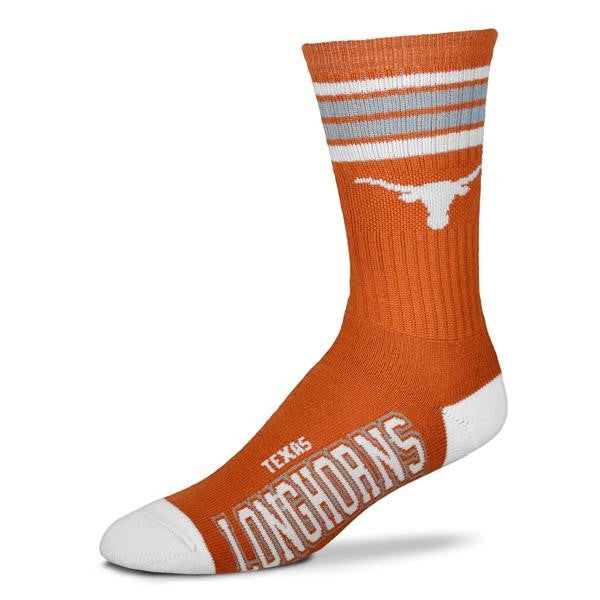 Texas Longhorn Deuce 4 Stripe Crew Socks-Large (FBF)