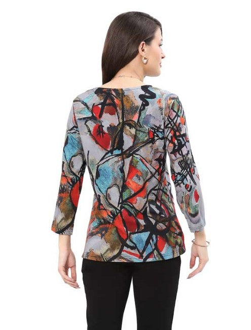 Parsley & Sage Dylan Abstract Print Top (MULTI)