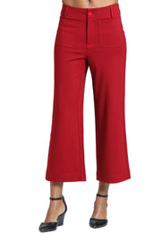 APNY Ponte Cropped Wide Leg Pant With Patch Pockets (E168) (Red Velvet)