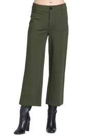 APNY Ponte Cropped Wide Leg Pant With Patch Pockets (E168) (Fennel)