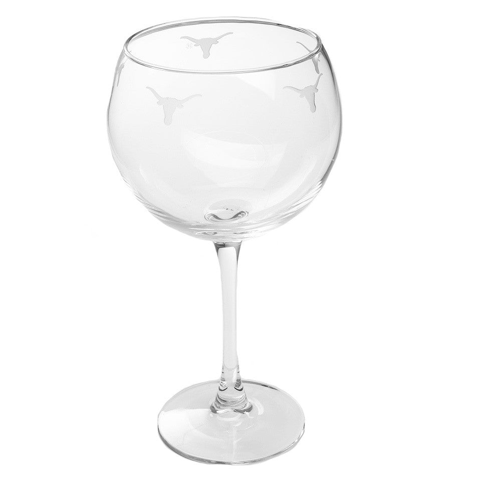 Longhorn Repeat Etched Red Wine Glass 