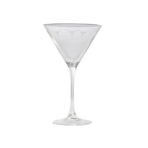 Texas Longhorn Etched Logo Wrap Martini Glass 13oz (ERRM)