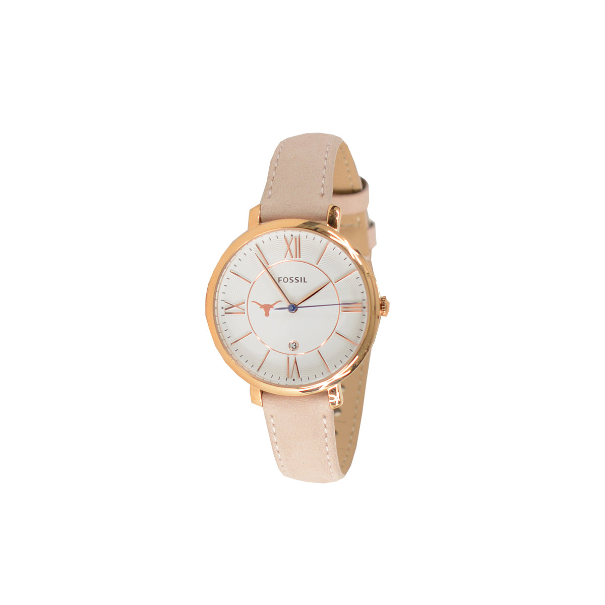 Texas Longhorns Fossil Blush Leather band Ladies Watch (ES3988)(Blush)