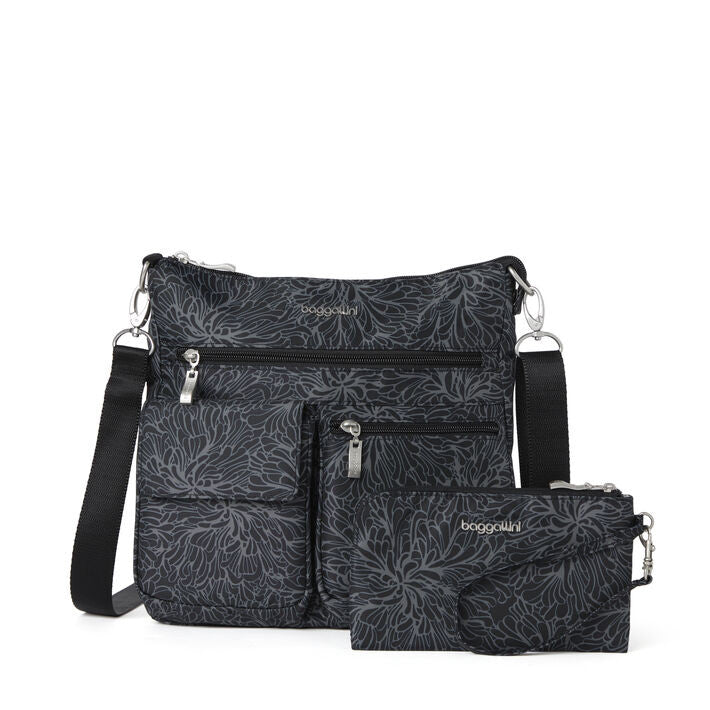 Baggallini Modern Everywhere Slim Midnight Blossom Crossbody