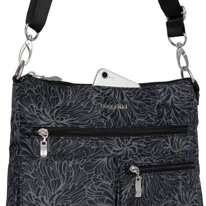 Baggallini Modern Everywhere Slim Midnight Blossom Crossbody