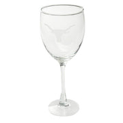 Texas Longhorn Etched Logo Wine Glass 8 oz (EWGTX)