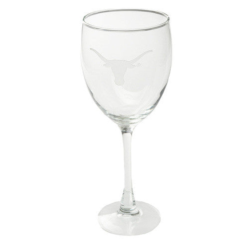Texas Longhorn Etched Logo Wine Glass 8 oz (EWGTX)