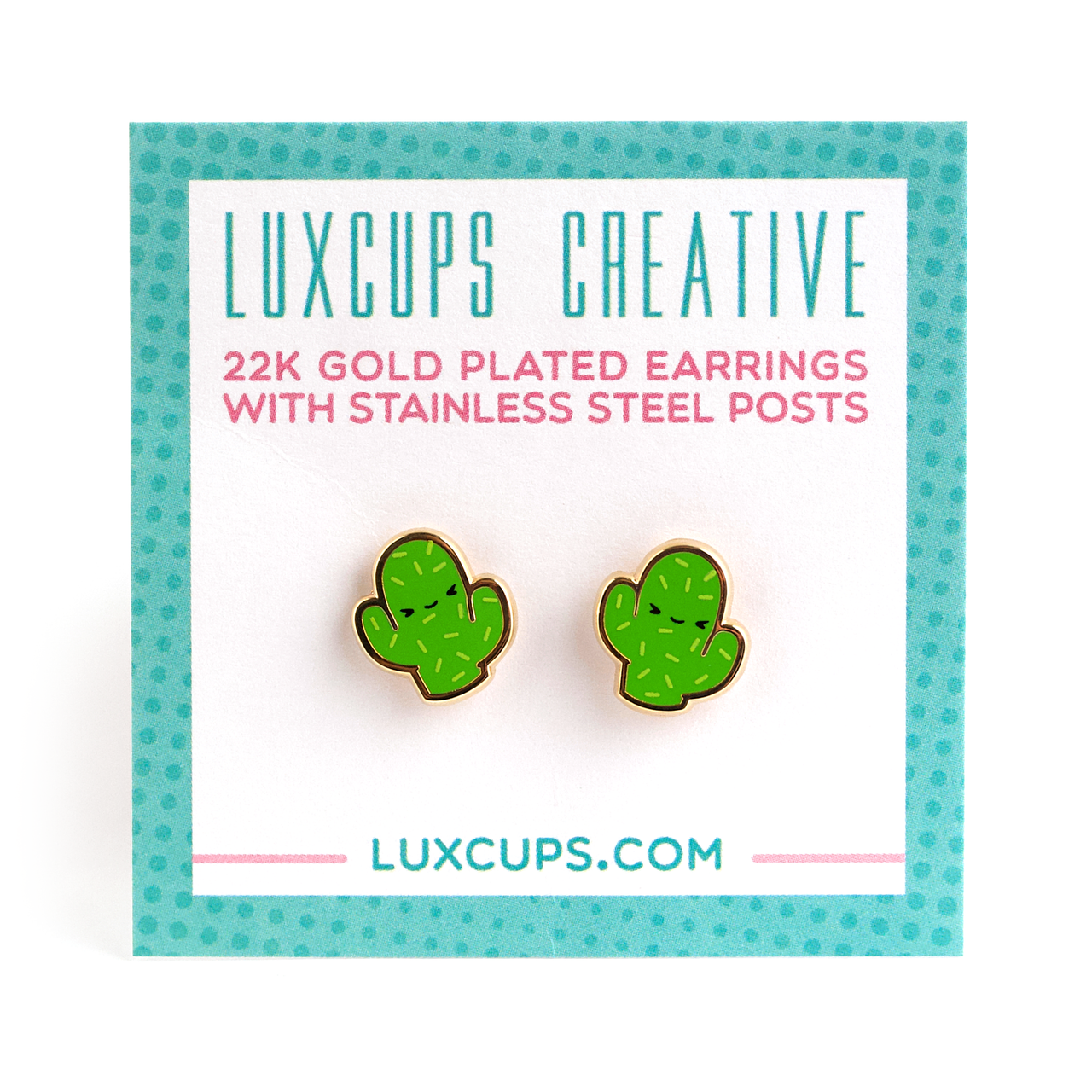 Cacti Guys Enamel Earrings (LUX E48)