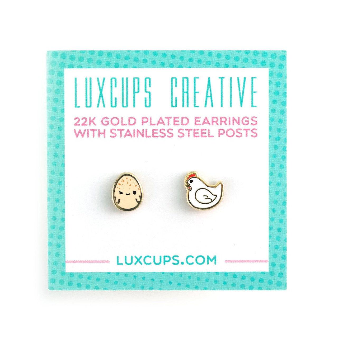 Chicken Or Egg Enamel Earrings (LUX E82)