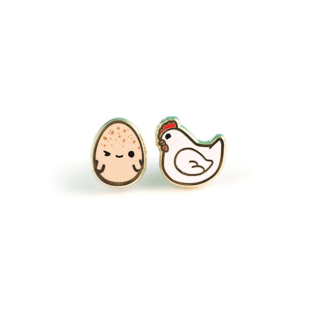 Chicken Or Egg Enamel Earrings (LUX E82)