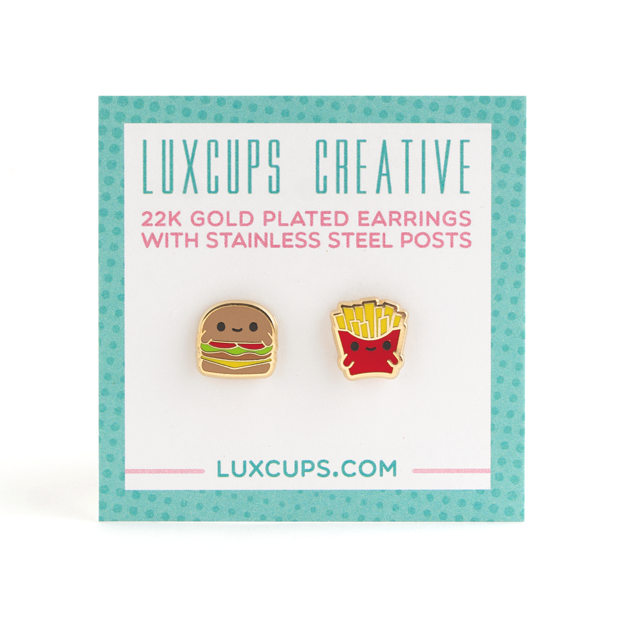 Fast Food Friends Enamel Earrings (LUX E54)
