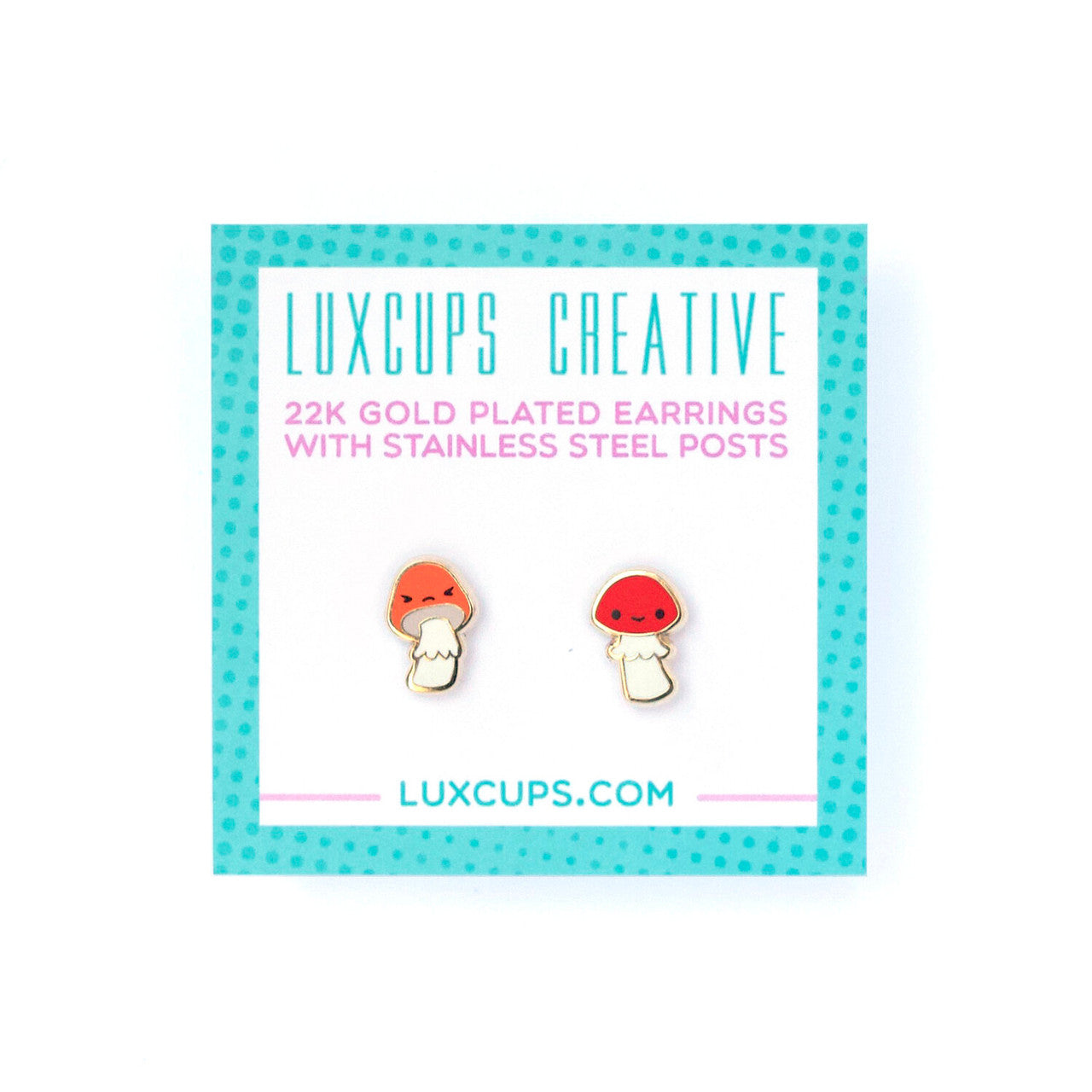 Mushroom Friend Enamel Earrings (LUX E35)