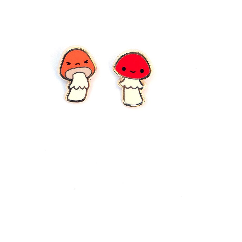 Mushroom Friend Enamel Earrings (LUX E35)