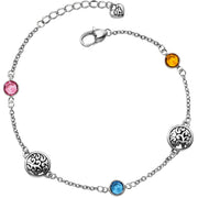 Candy-hued crystals add a pop of color around the ankle, a delicate touch for sunny-weather season.