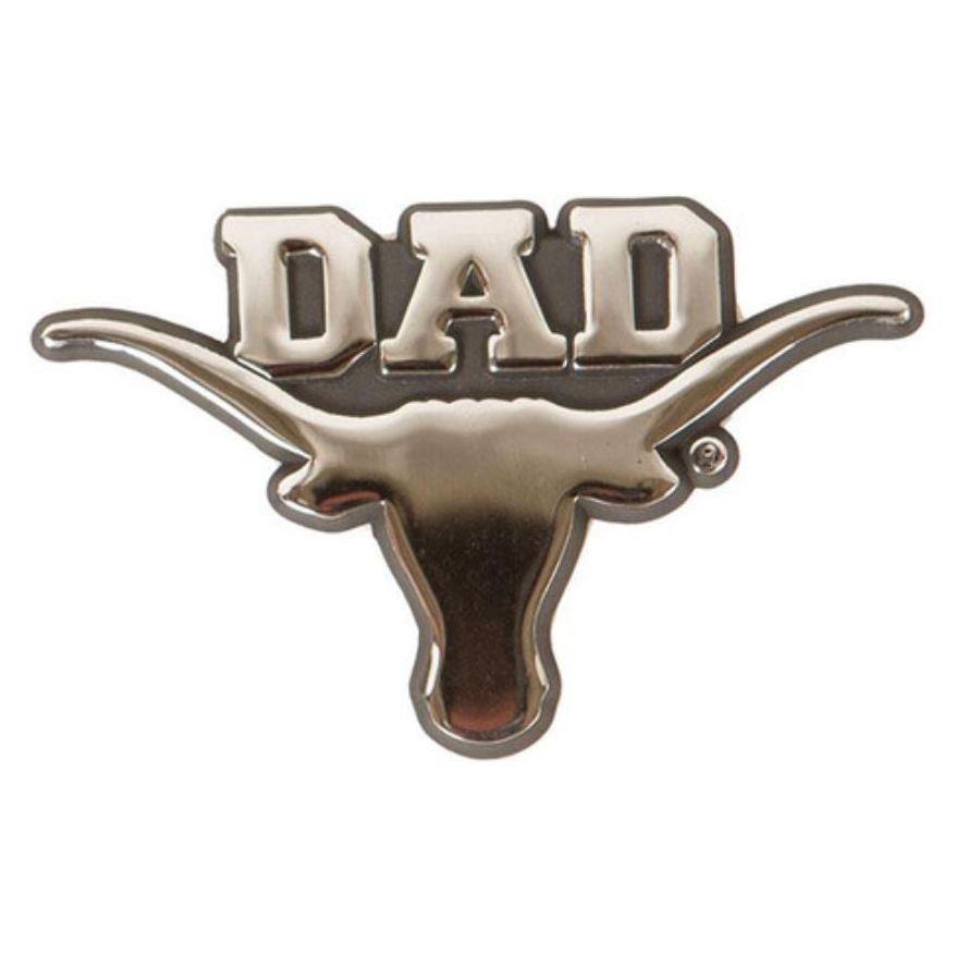 Texas Longhorn Dad Auto Vehicle Car Chrome  Emblem ((UTX-Dad-C)
