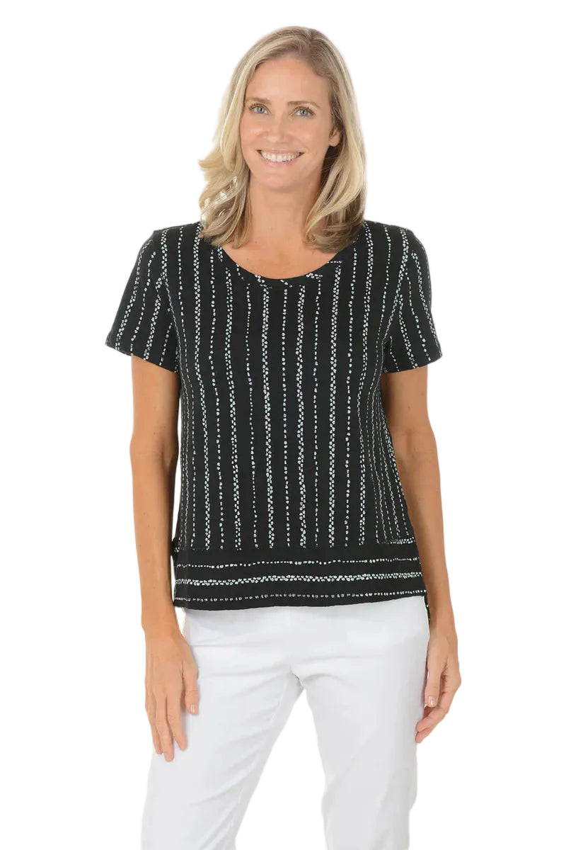 Escape by Habitat Peruvian Cotton Driftwood Stripe Dockside Boxy Tee (11520)(Black)