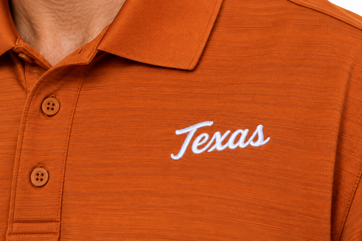 Texas Longhorn Champion Brand Script Texas Polo (CT3012475)