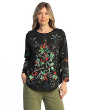 Jess & Jane Twinkle French Brushed Round Neck Long Sleeve Top (FB10-2258)(Multi )