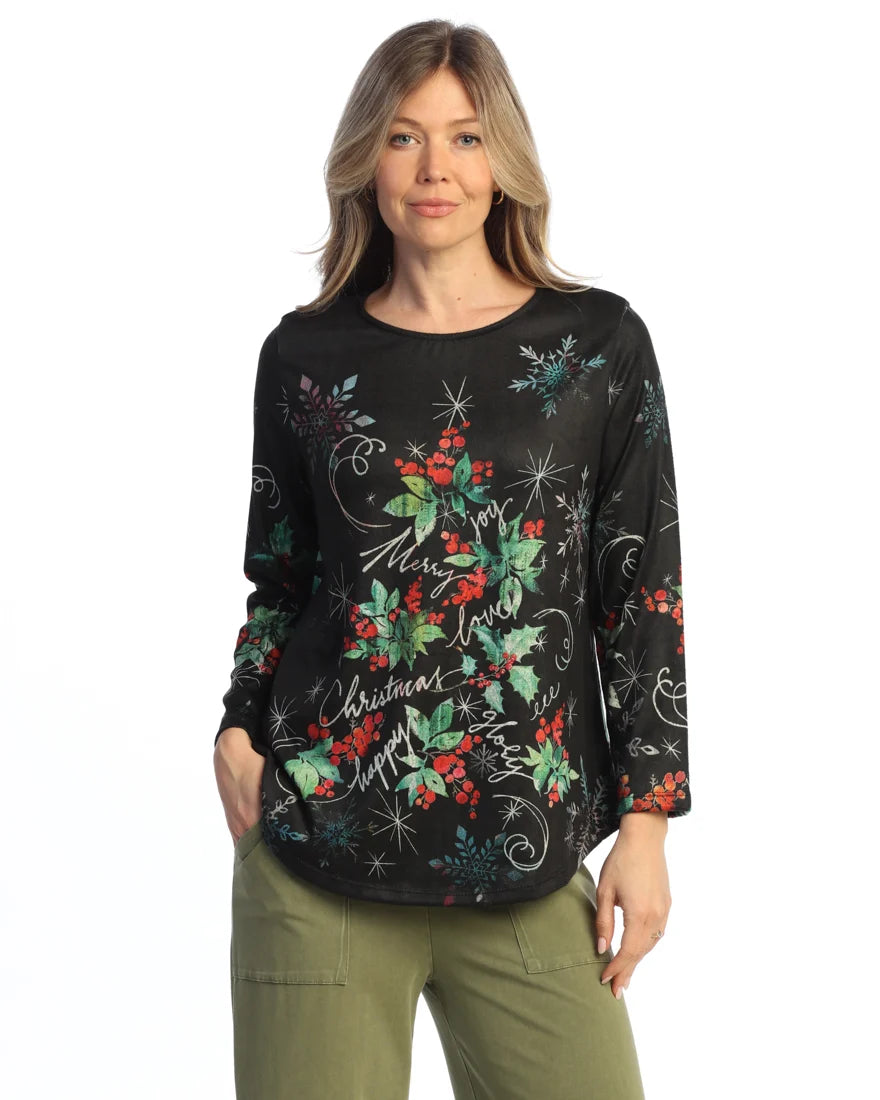 Jess & Jane Twinkle French Brushed Round Neck Long Sleeve Top (FB10-2258)(Multi )