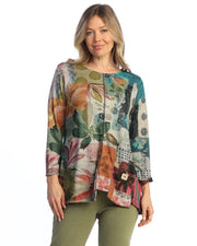 Jess & Jane Amazonia Poly Spandex French Brush 3/4 Sleeve Tunic (FB2-2249)(Multi )