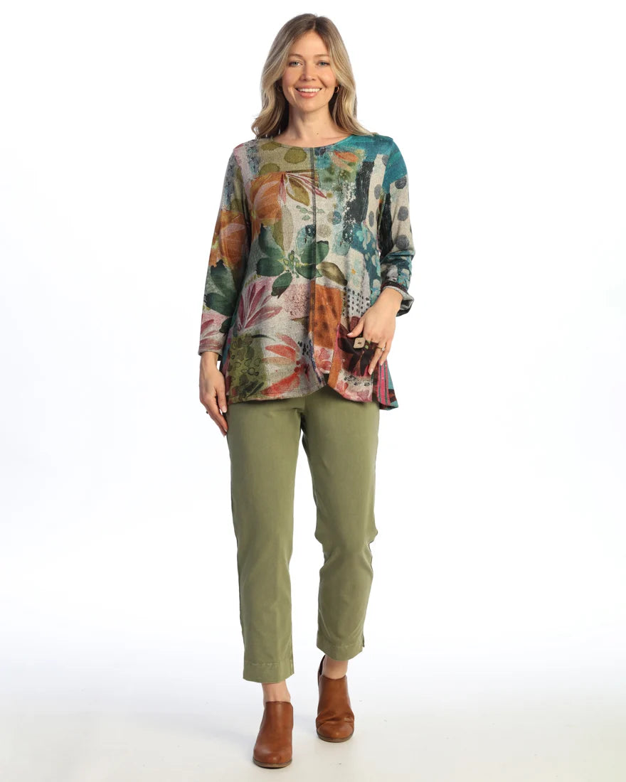 Jess & Jane Amazonia Poly Spandex French Brush 3/4 Sleeve Tunic (FB2-2249)(Multi )