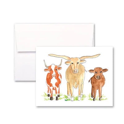 Flower and Vine Three Cows Boxed Card Set (FV081)(8 Cards)