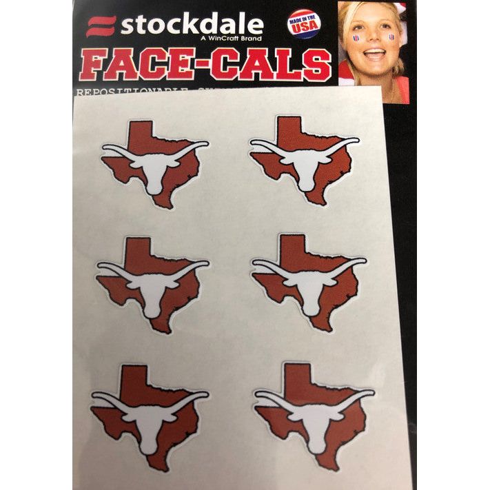 Texas Longhorn Texas Shape face Tattoos (Set of 6) (