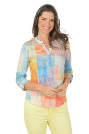 FDJ French Dressing Summer Geo Henley Top (3580451)(Multi)