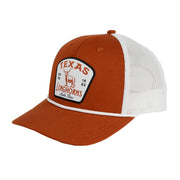 The Game Script Austin Texas 1883  & Bevo Texas Trucker Cap (G199R-V00109)(Burnt Orange White)
