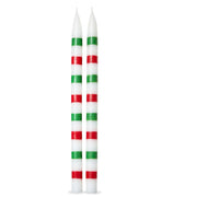 Tag Christmas Stripes Taper Candle Set of 2