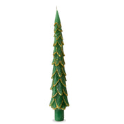 Tag Gilded Green Pine Tree Taper Candle Set of 2