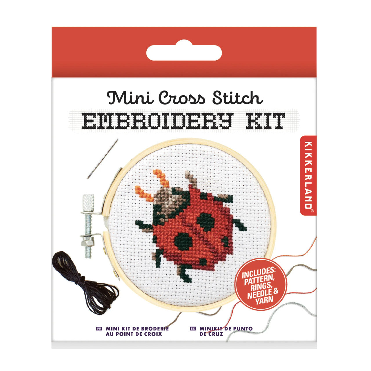 Kikkerland Ladybug Mini Cross Stitch Embroidery Kit (GG229)