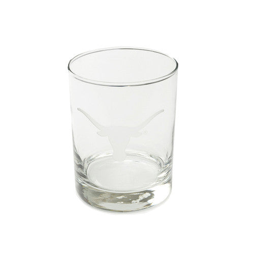 Texas Longhorn Etched Logo On The Rocks Glass (GGER)