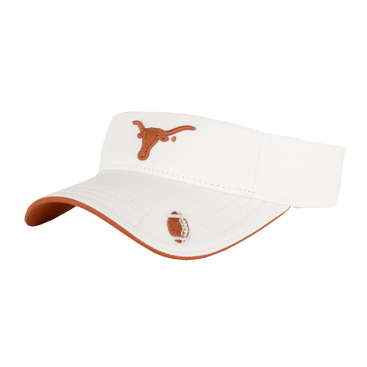 Texas Longhorn Embroidered Logo & Football Visor (G-137-P-WHITE)