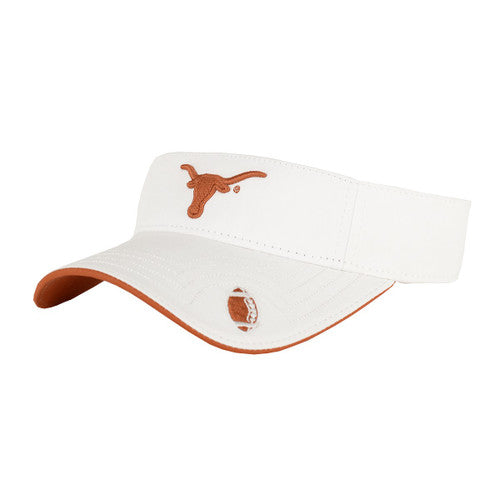 Texas Longhorn Embroidered Logo & Football Visor (G-137-P-WHITE)