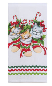 Kay Dee Meowy Christmas Stockings Dual Purpose Towel (H7010)