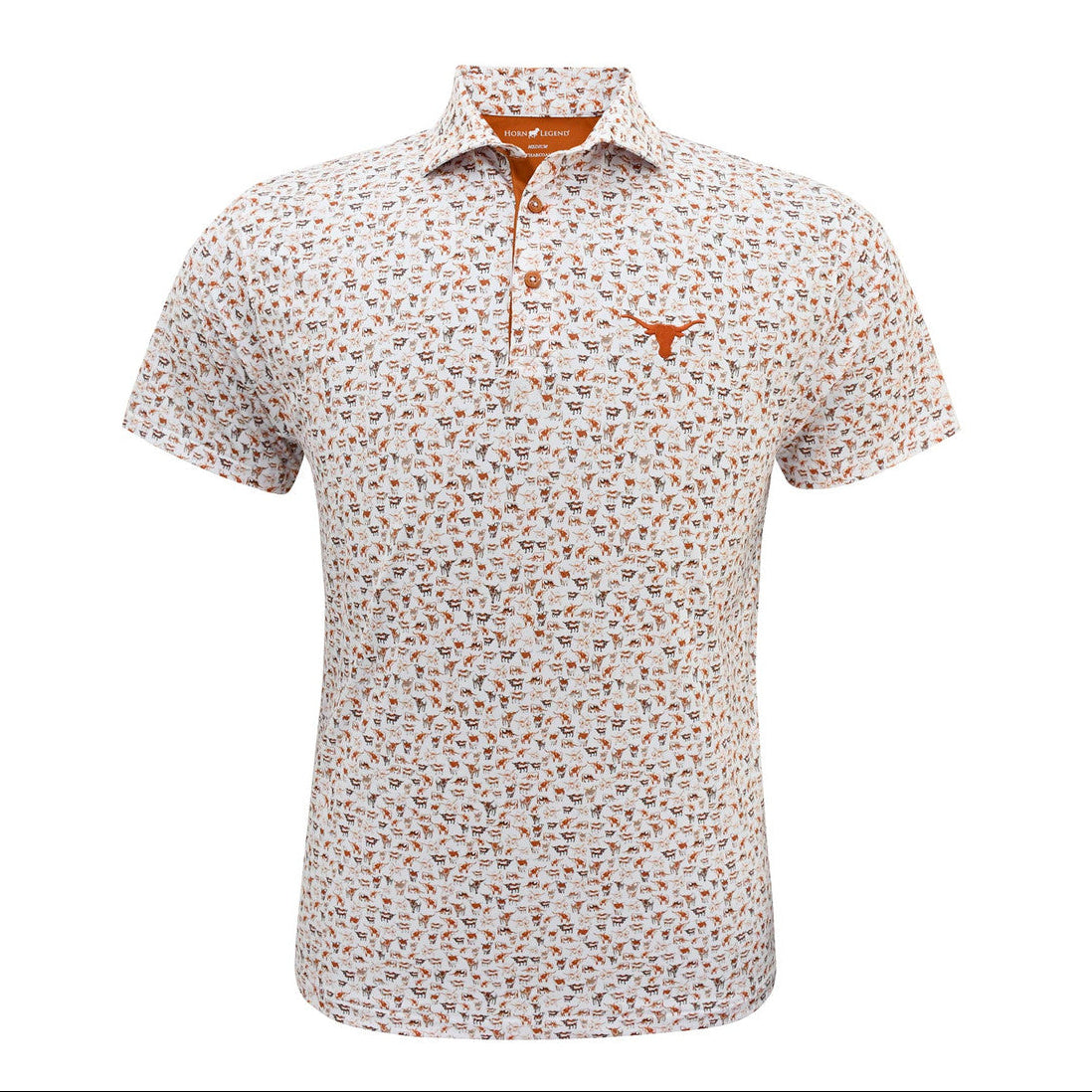 Horn Legend Bamboo Charcoal Longhorn Print Polo (With Texas Flag)
