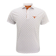 Horn Legend Bamboo Charcoal Longhorn White All Over Logo Print Polo