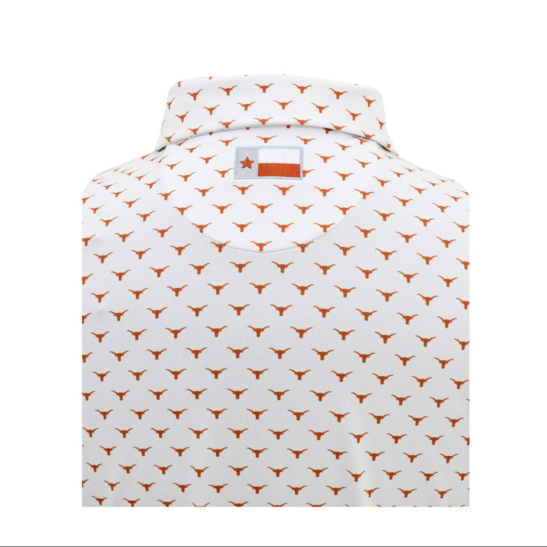 Horn Legend Bamboo Charcoal Longhorn White All Over Logo Print Polo