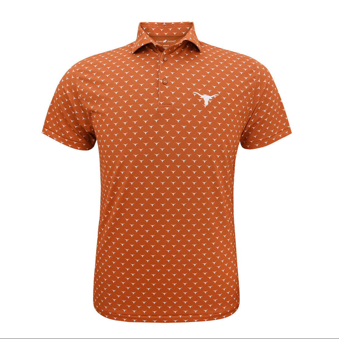 Horn Legend Bamboo Charcoal Longhorn Burnt Orange All Over Logo Polo